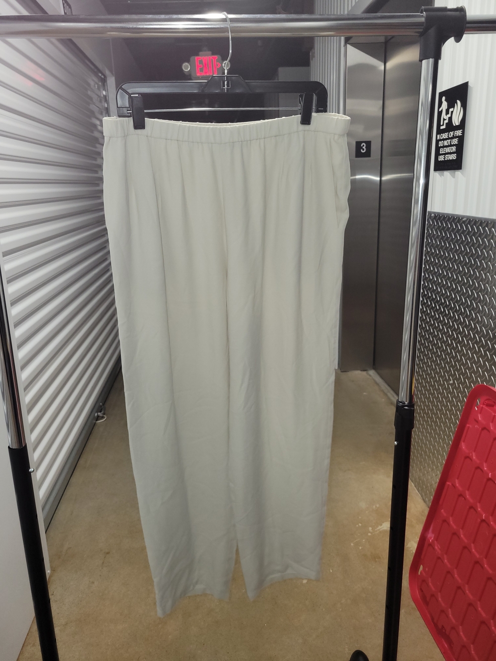Eileen Fisher Silk Pants Women Medium White Crepe Straight Pull On Office